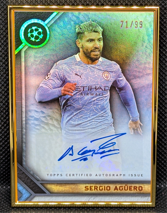 2023-24 Topps Museum UCL Gold Frame Sergio Aguero Auto /99 Manchester City